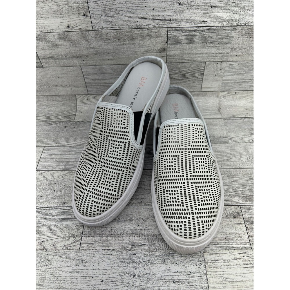 Bernie Mev Womens Slip On Mules Sneakers White Black‎ Dot Pattern Size 38